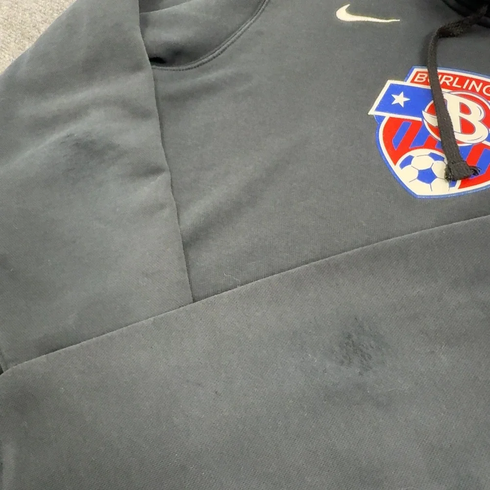 Burlington Soccer Nike Hoodie Men M Black Fleece Pullover Sportswear Athletic